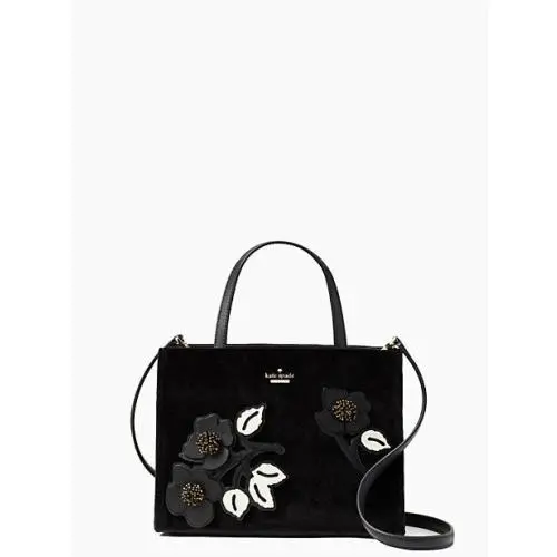 Cameron Street Black Velvet Handbag Embellished Sam Holiday Purse Bag by Kate Spade