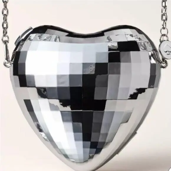x Target Silver Disco Ball Heart 3D Clutch Collab by Kate Spade