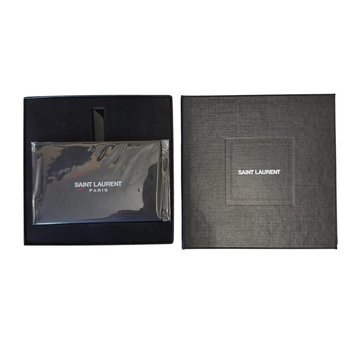 Ysl Saint Laurent Paris Leather Card Holder Black Mirror Case Business Luxury by Yves Saint Laurent