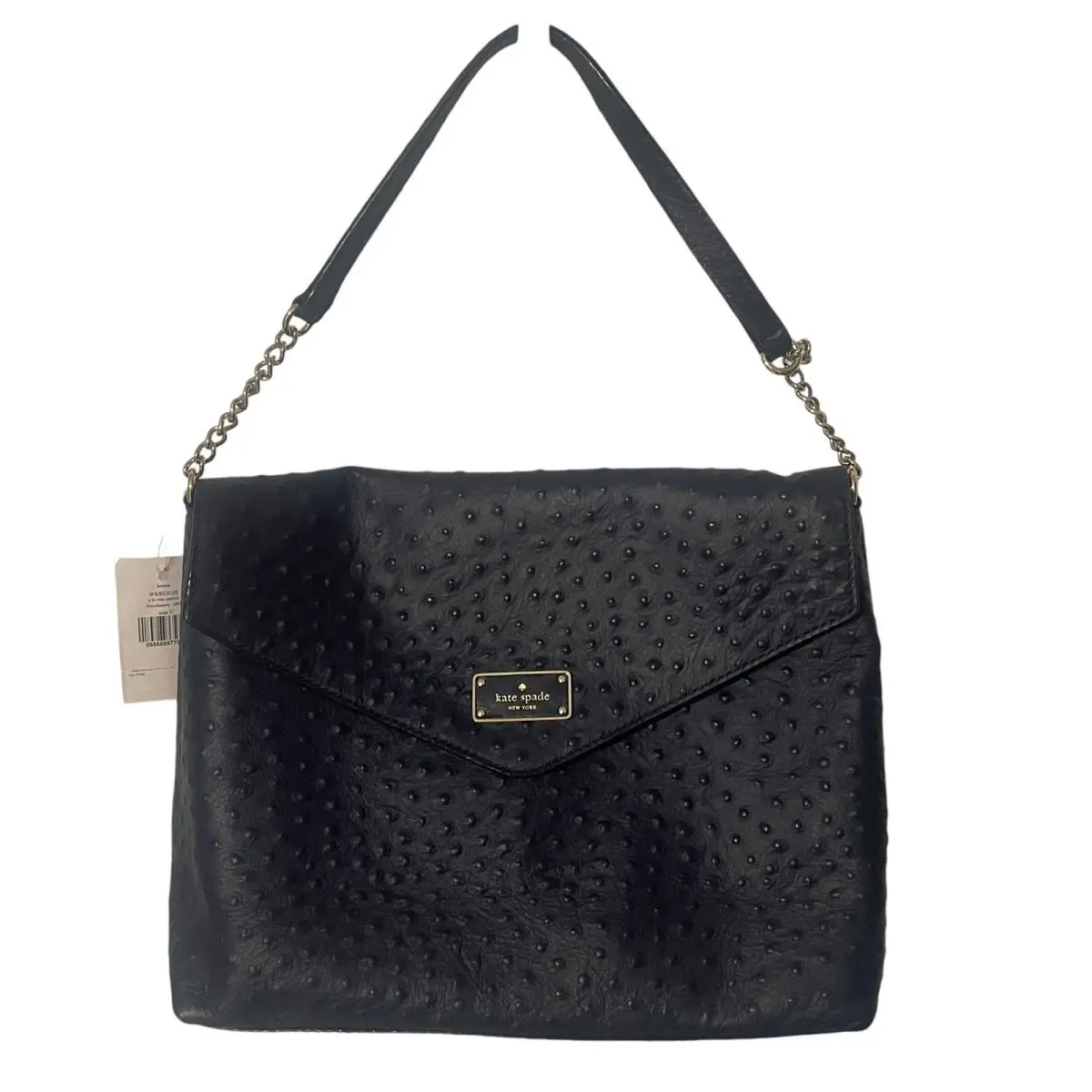 Kate Spade Ostrich Embossed Leather Leena Bag French Navy Shoulder Purse