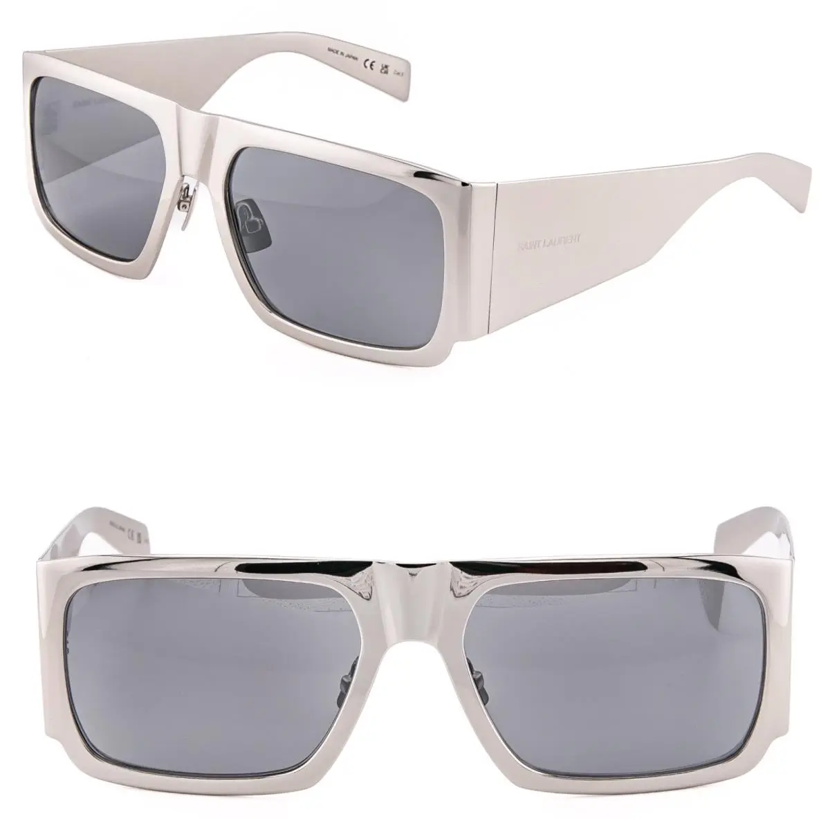 Saint Laurent SL 635 SL635 Silver Metal Geometric Bold Sunglass Unisex 002 by Yves Saint Laurent