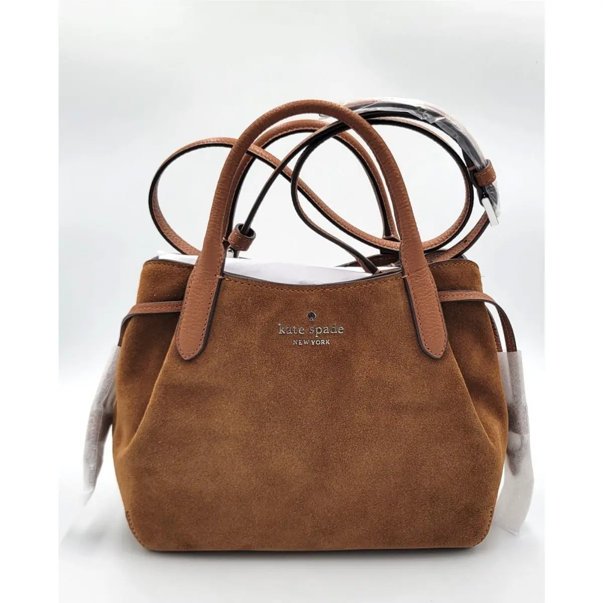 New York Dumpling Suede Small Satchel Crossbody Bag Brown by Kate Spade