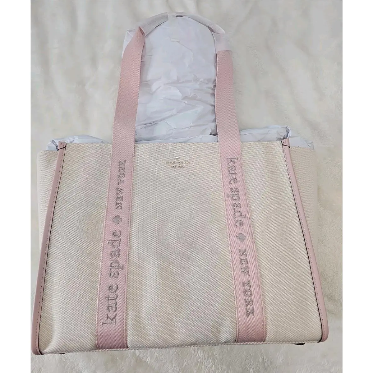 Kip Canvas Large Tote - Light Fawn / Pink Rose by Kate Spade