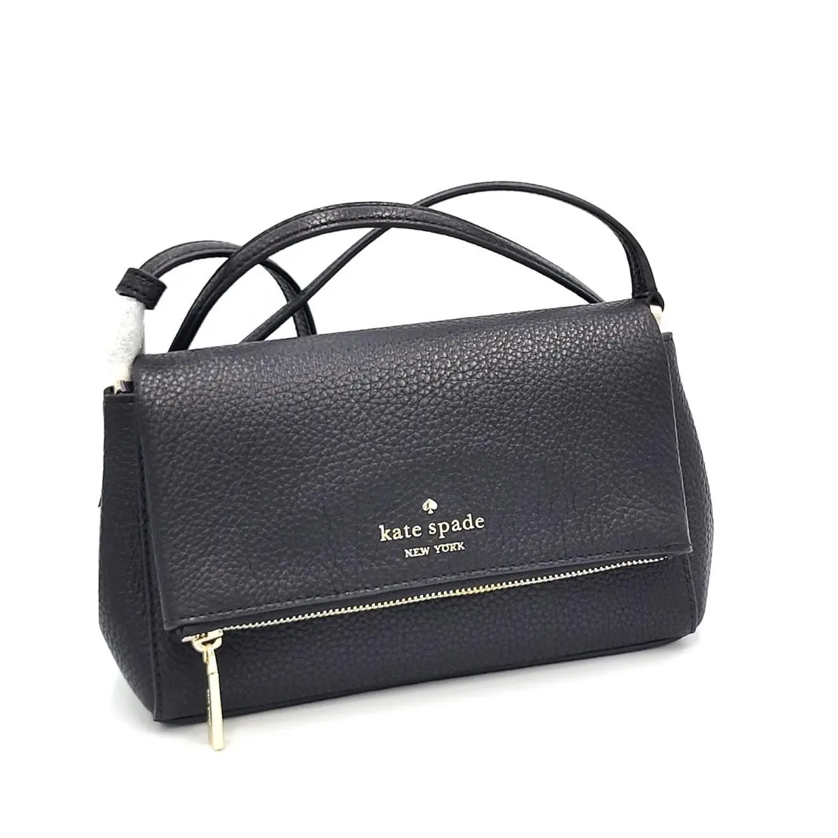 Leila Mini Flap Crossbody Bag Black Pebbled Leather by Kate Spade