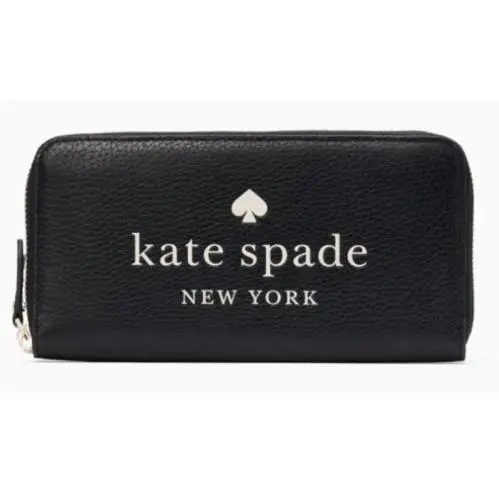 Ella Large Continental Wallet Black Leather Zip Around Retail by Kate Spade