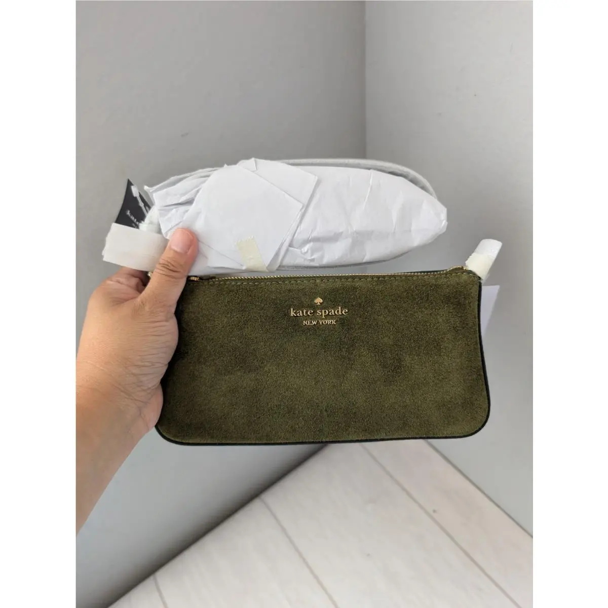 KM609 Gemini Suede Mini Bag In Enchanted Green by Kate Spade