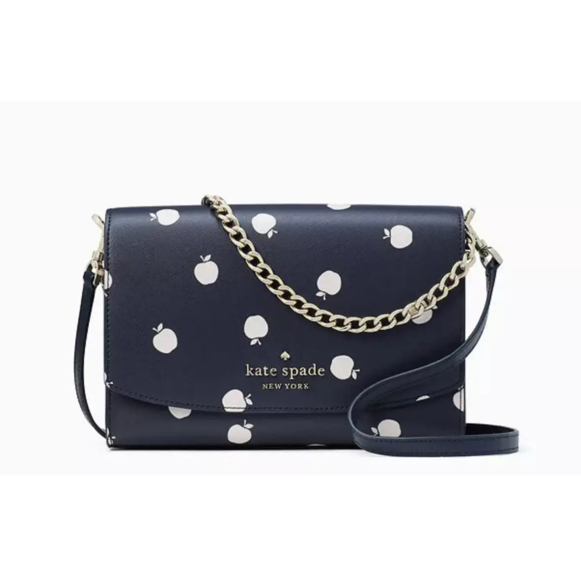 Apple Carson Orchard Convertible Crossbody Bag Navy Leather by Kate Spade