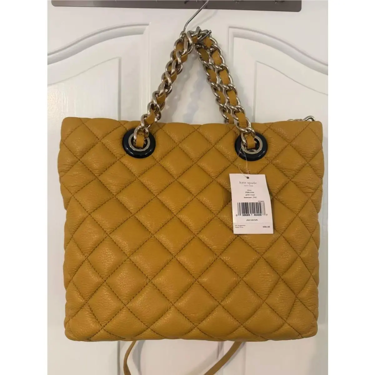 New York Butternut Leather Quilted Chain Strap Satchel Shoulder Purse by Kate Spade
