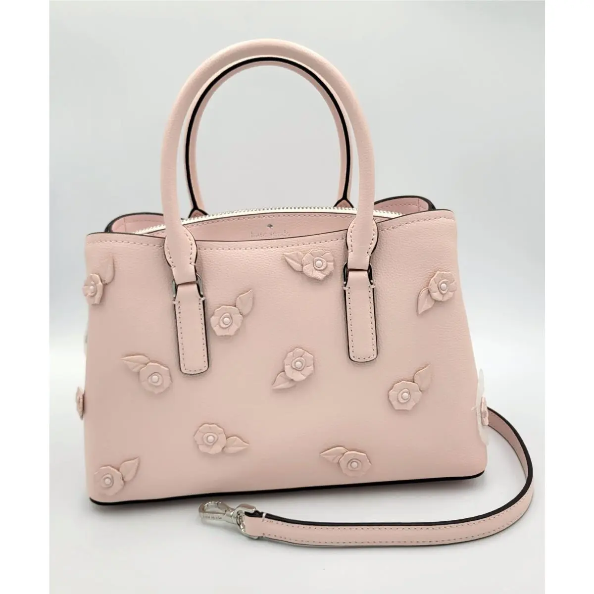 Thompson Street Floral Small Leather Satchel Bag Light Pink by Kate Spade