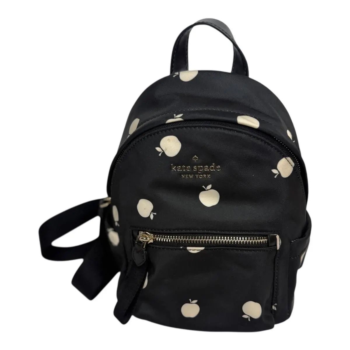 New York Chelsea Apple Print Mini Backpack Black Recycled Nylon by Kate Spade