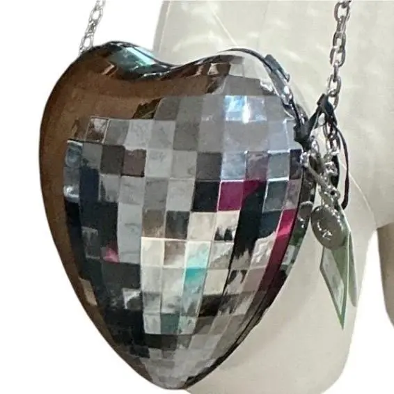 x Target Heart Disco Ball Crossbody Bag Silver Mirror Tile Glam by Kate Spade