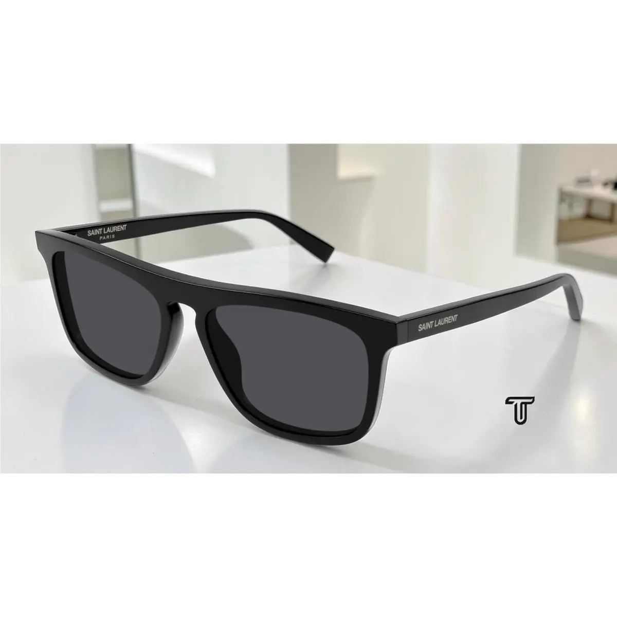 Saint Laurent SL 586 001 Pilot Navigator Acetate Black 56 mm Men`s Sunglasses by Yves Saint Laurent
