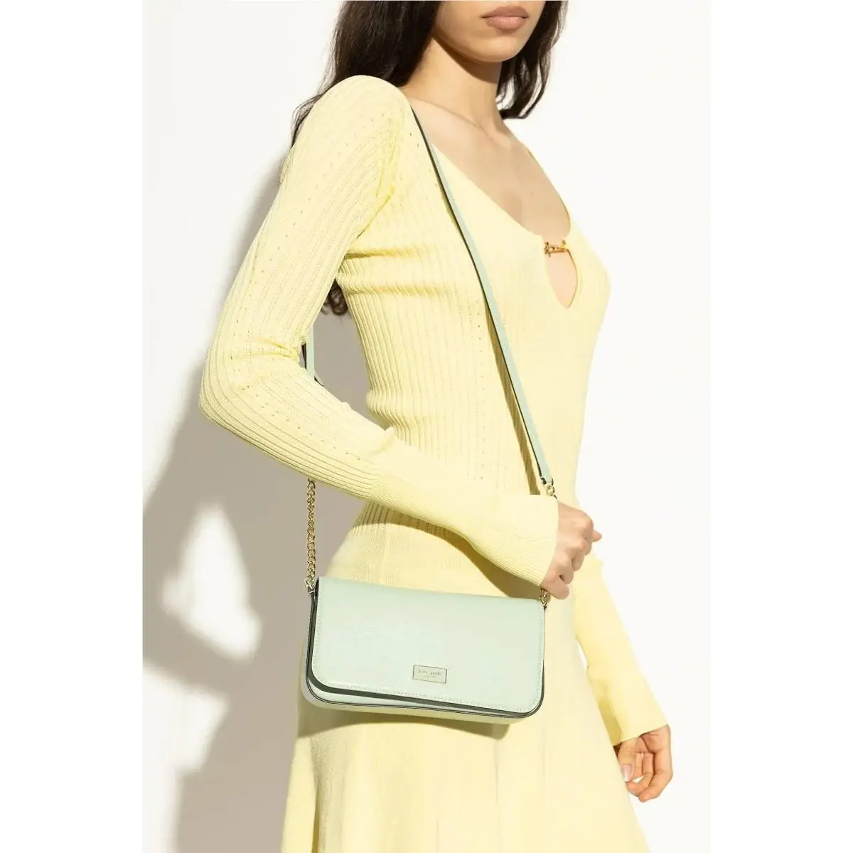 Serena Leather Shoulder Bag Green Gold by Kate Spade
