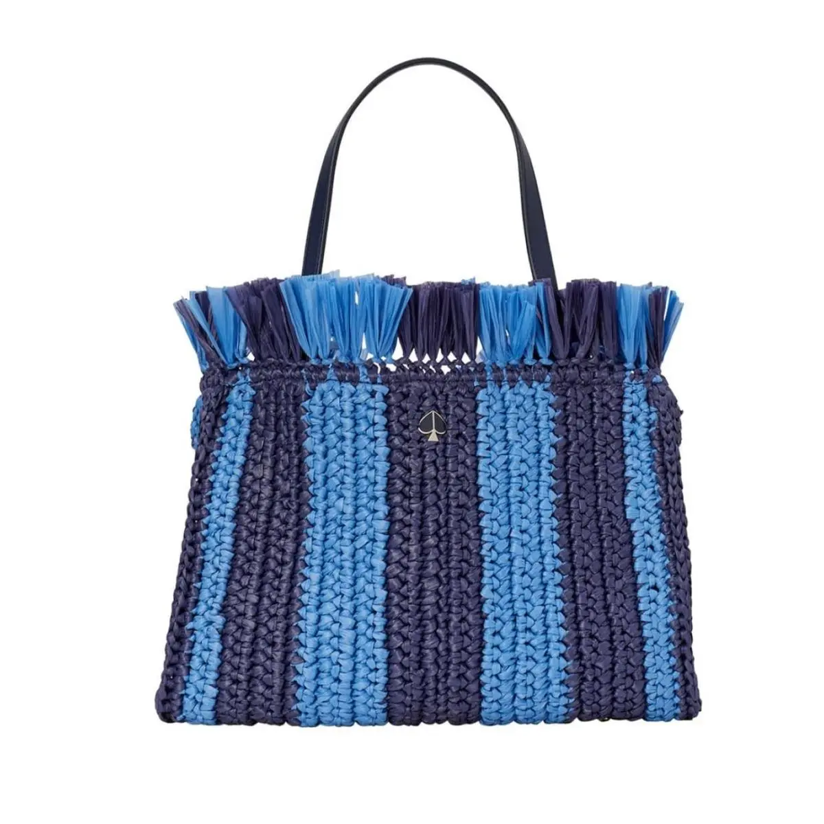 Kate Spade Blue Sam Striped Straw Medium Satchel