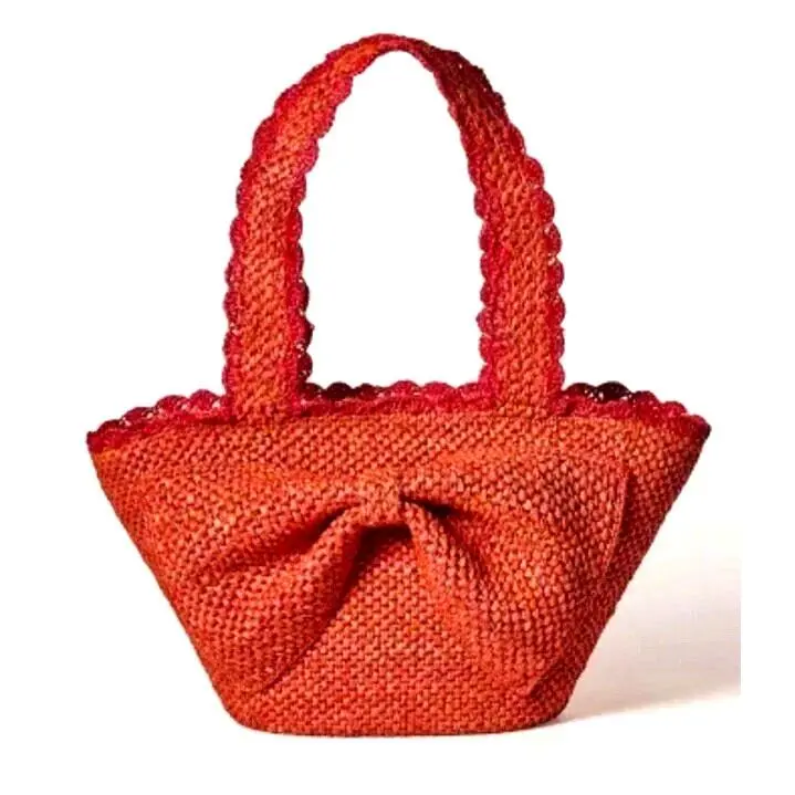 Kate Spade Raffia Bow Tote Bag Target New York In Purse Handbag Red