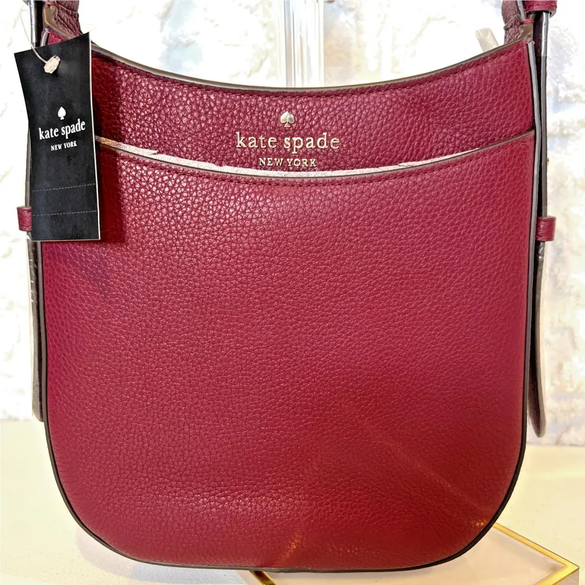 Leila Pebbled Leather North South Handbag Blackberry by Kate Spade