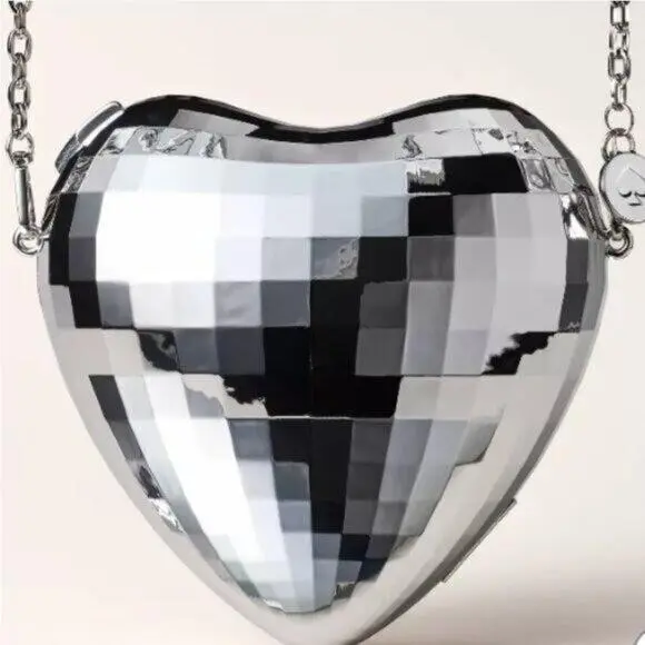 x Target Heart Disco Ball Crossbody Bag Silver Mirrored K9210 by Kate Spade