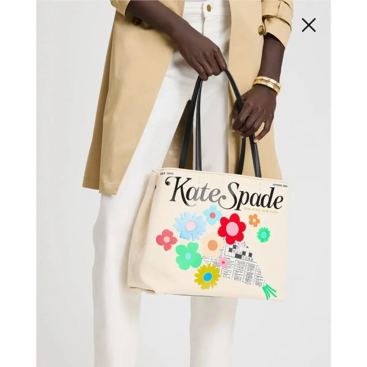 New York Fresh Picks Canvas Tote Bag Retail by Kate Spade