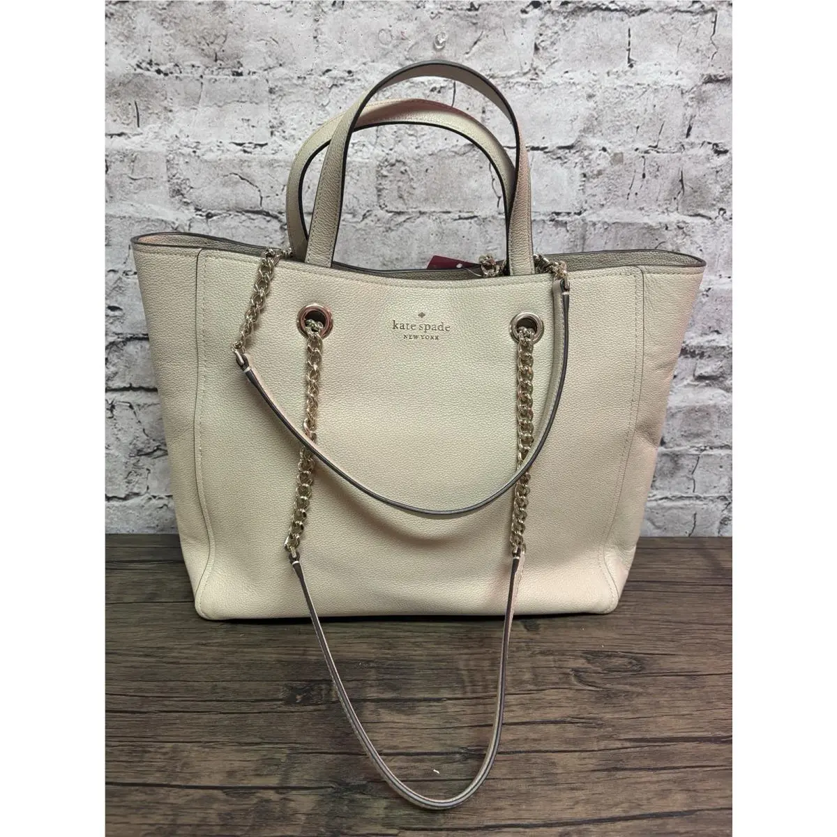 Large Tan Leather Tote Shoulder Handbag 11”x15” by Kate Spade