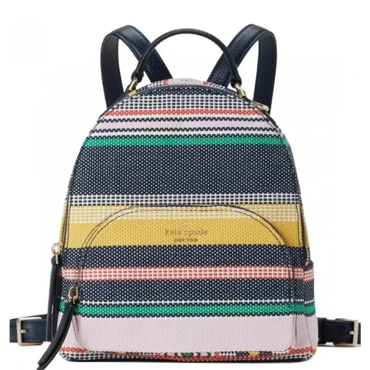 Kade Spade Jackson Boardwalk Stripe Medium Backpack Travel Bag WKRU6866 - Exterior: Multicolor, Lining: Black