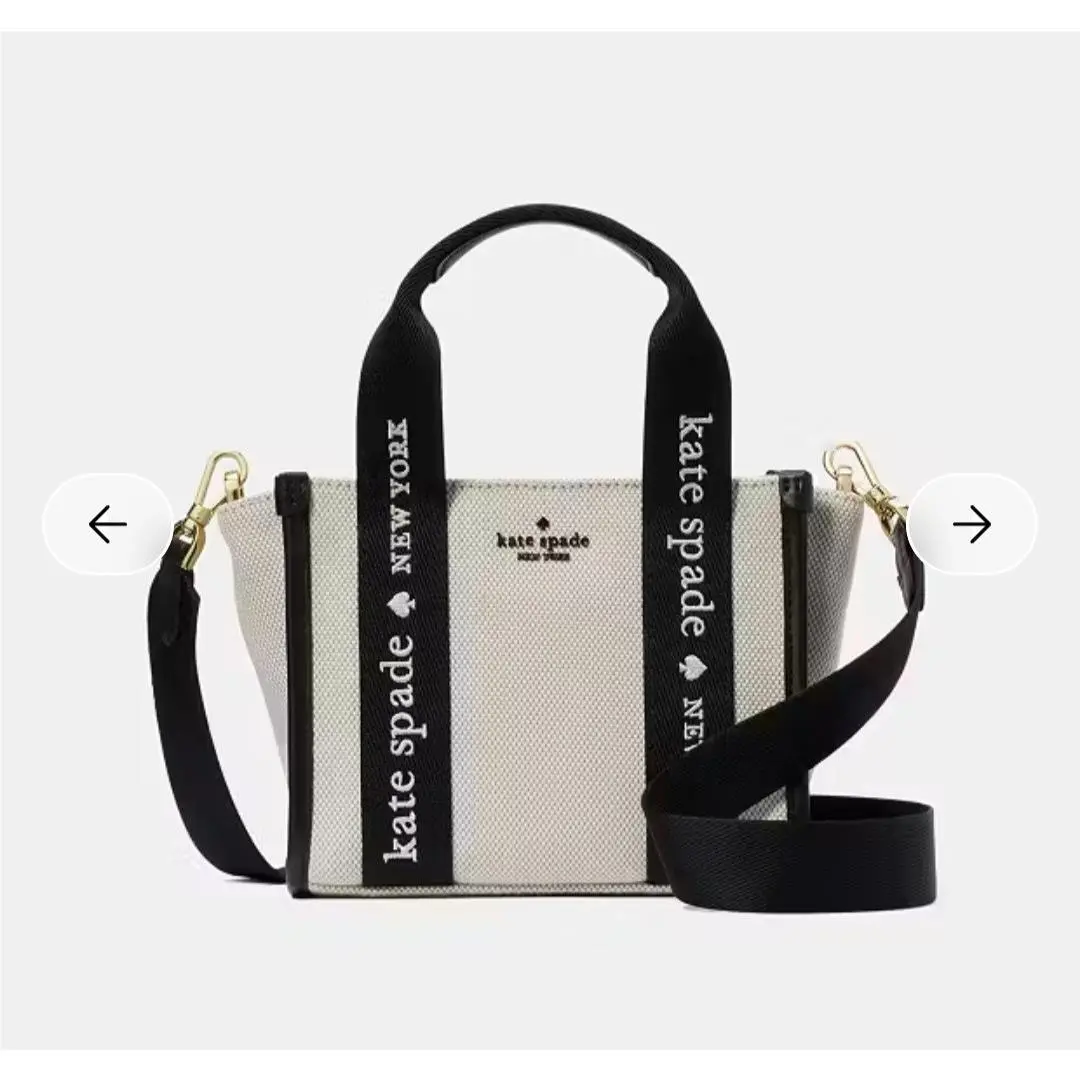 Kip Canvas Mini Tote Bag KL062 Black Natural Multi Handbag by Kate Spade