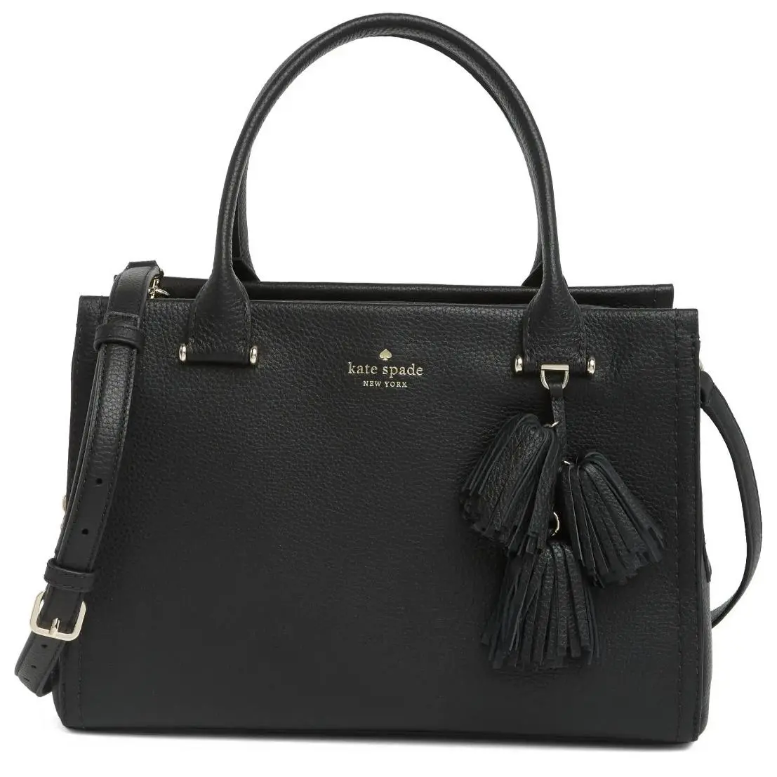 Black Pebbled Leather Maryam Palmer Drive Convertible-top Satchel by Kate Spade