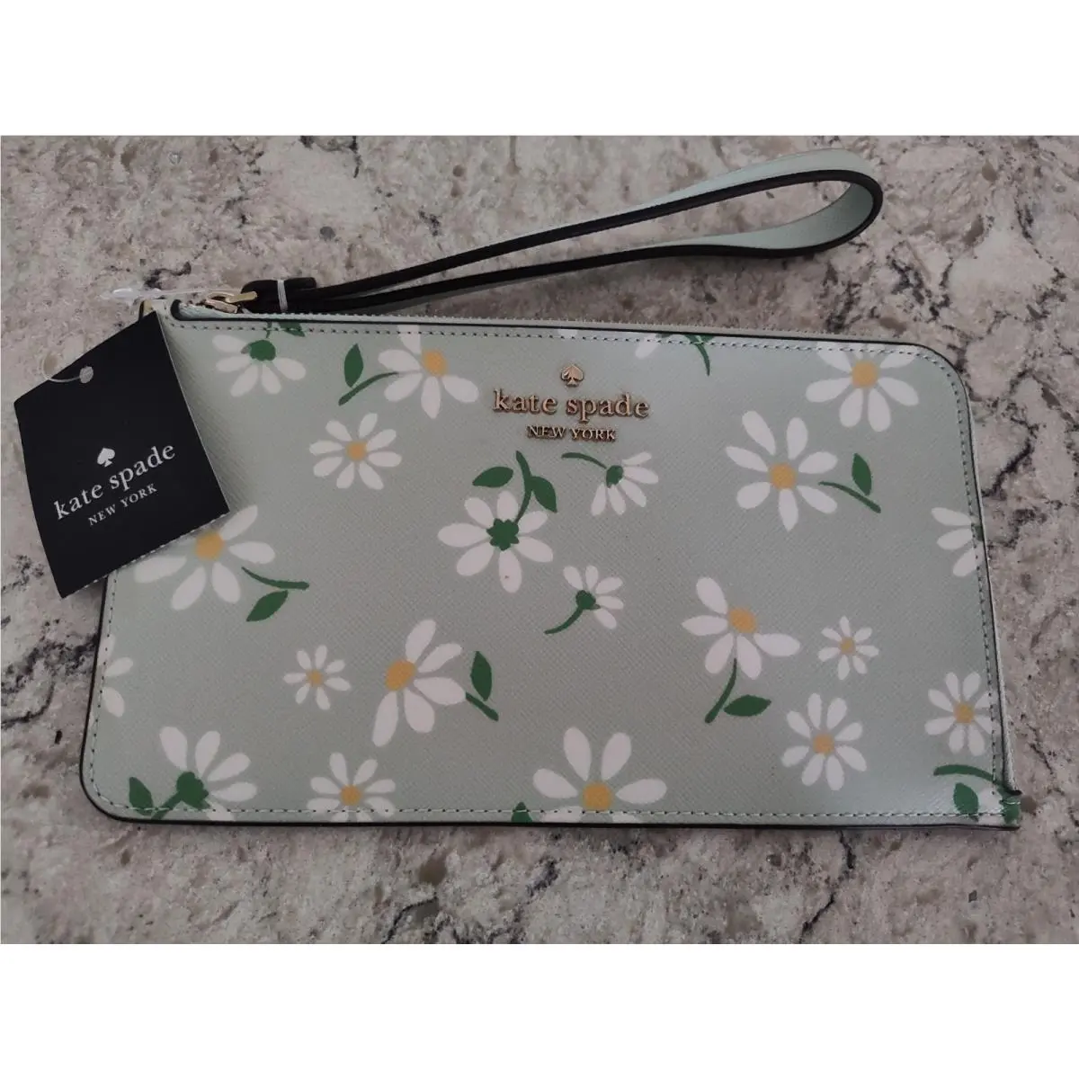 Lucy Day Tripper Scattered Daisy Med L-zip Wristlet Crystal by Kate Spade