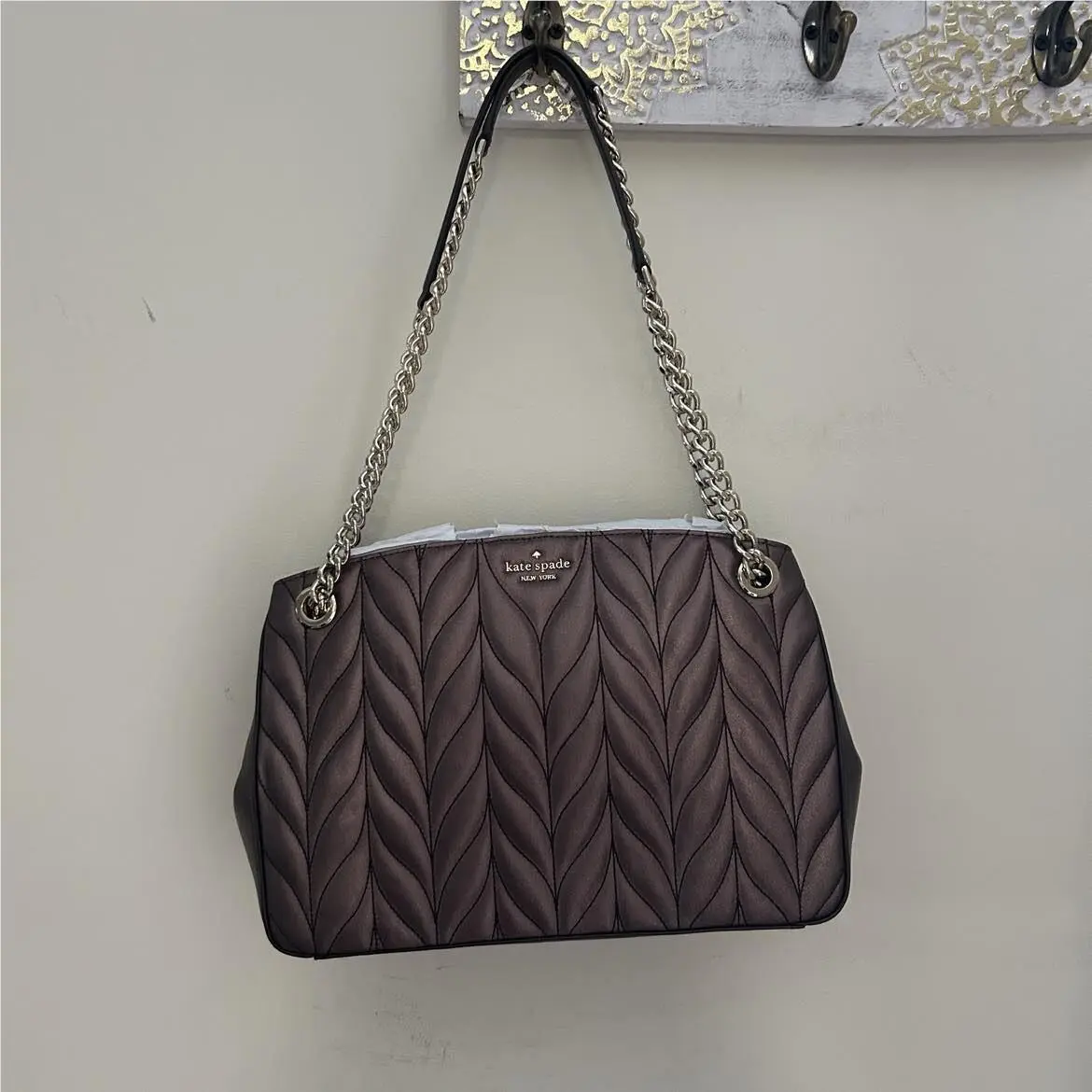 Metallic Oak Briar Lane Quilted Convertible Purse Bag Pocketbook by Kate Spade