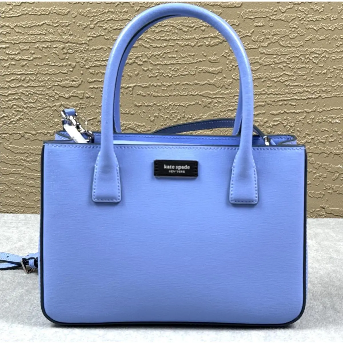 Sam Icon Satchel Bag Womens Medium Blue Leather Crossbody Purse by Kate Spade
