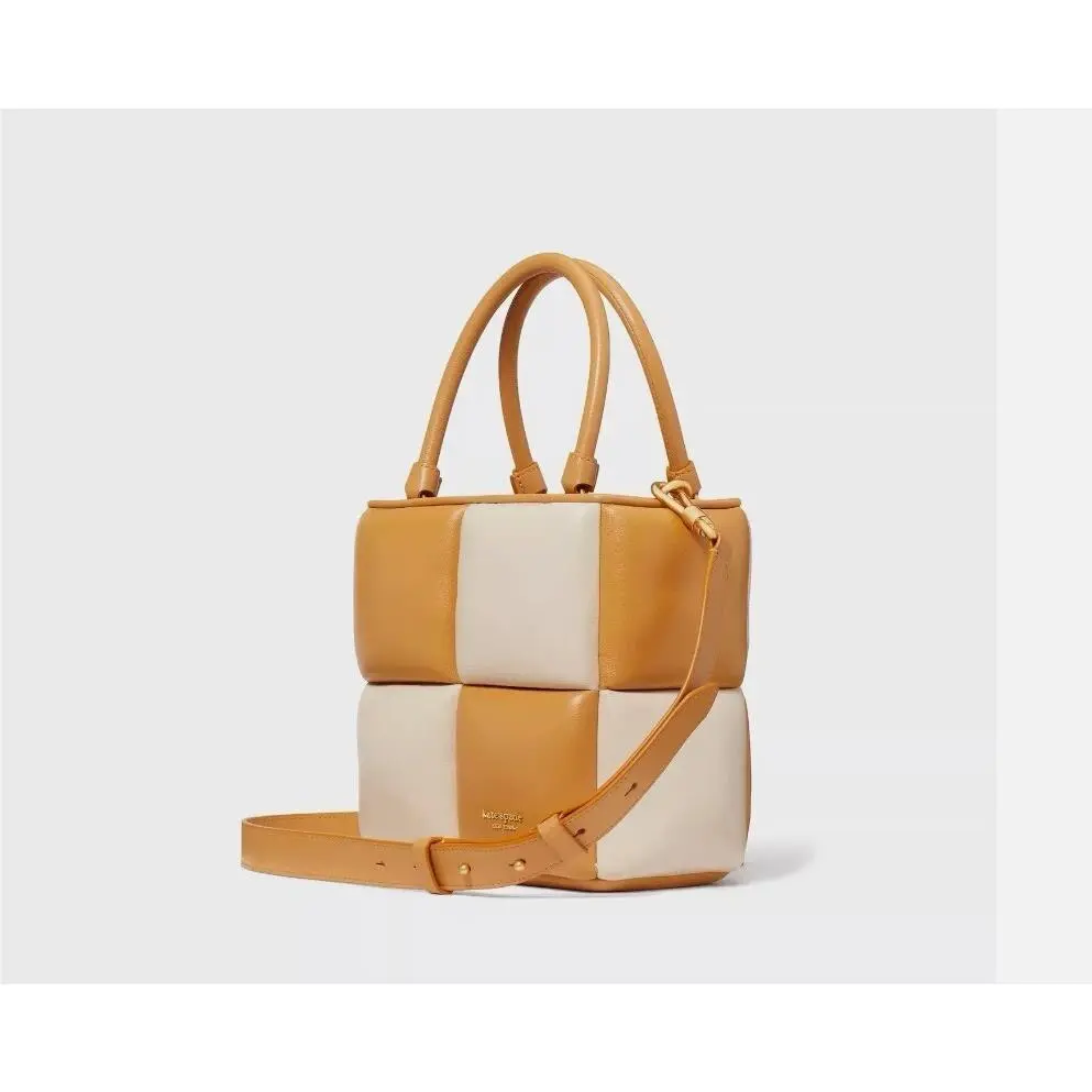 NY Boxxy Colorblock Leather Tote Crossbody + Dust Bag in Tan Beige by Kate Spade