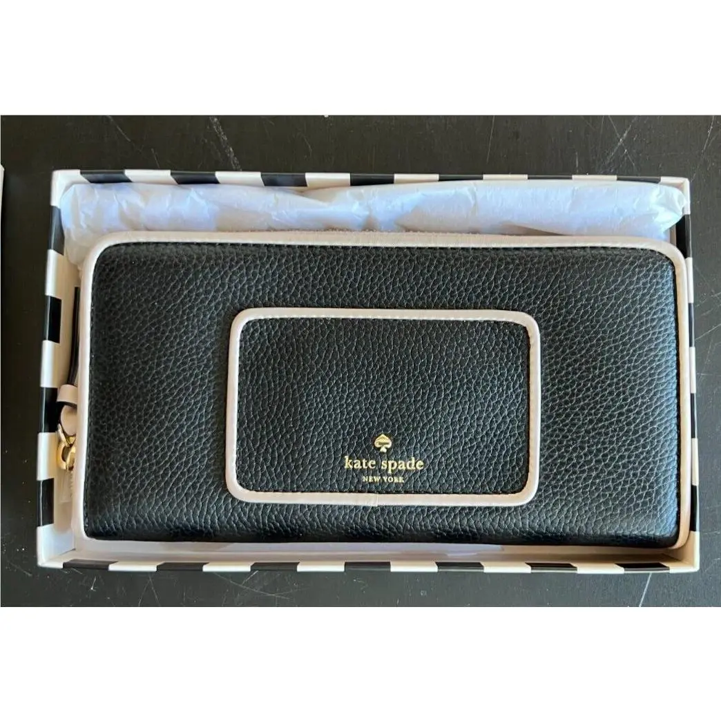 Lacey Lilac Street Dot Clocktower Wallet PWRU4556 Black New by Kate Spade