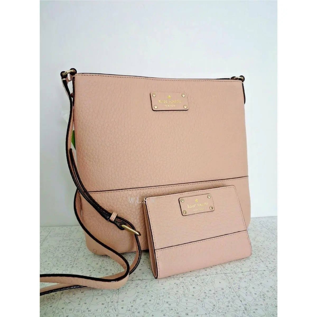 2 Pc Bay Street Cora Tellie Warm Vellum Leather Crossbody Wallet by Kate Spade