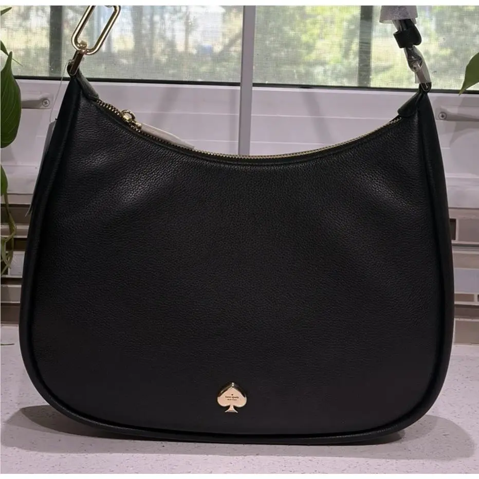 Kayla Large Medium Shoulder Bag Tote Crossbody Black Leather Gold by Kate Spade