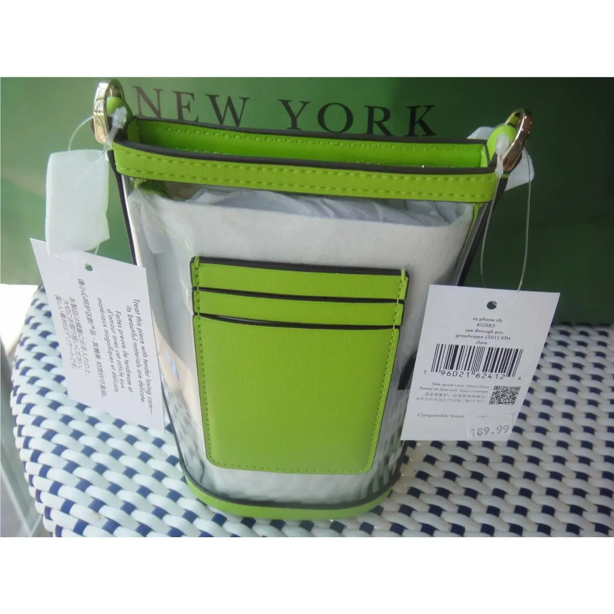 New  Clare North South Zip Phone Crossbody Clear See Through by Kate Spade