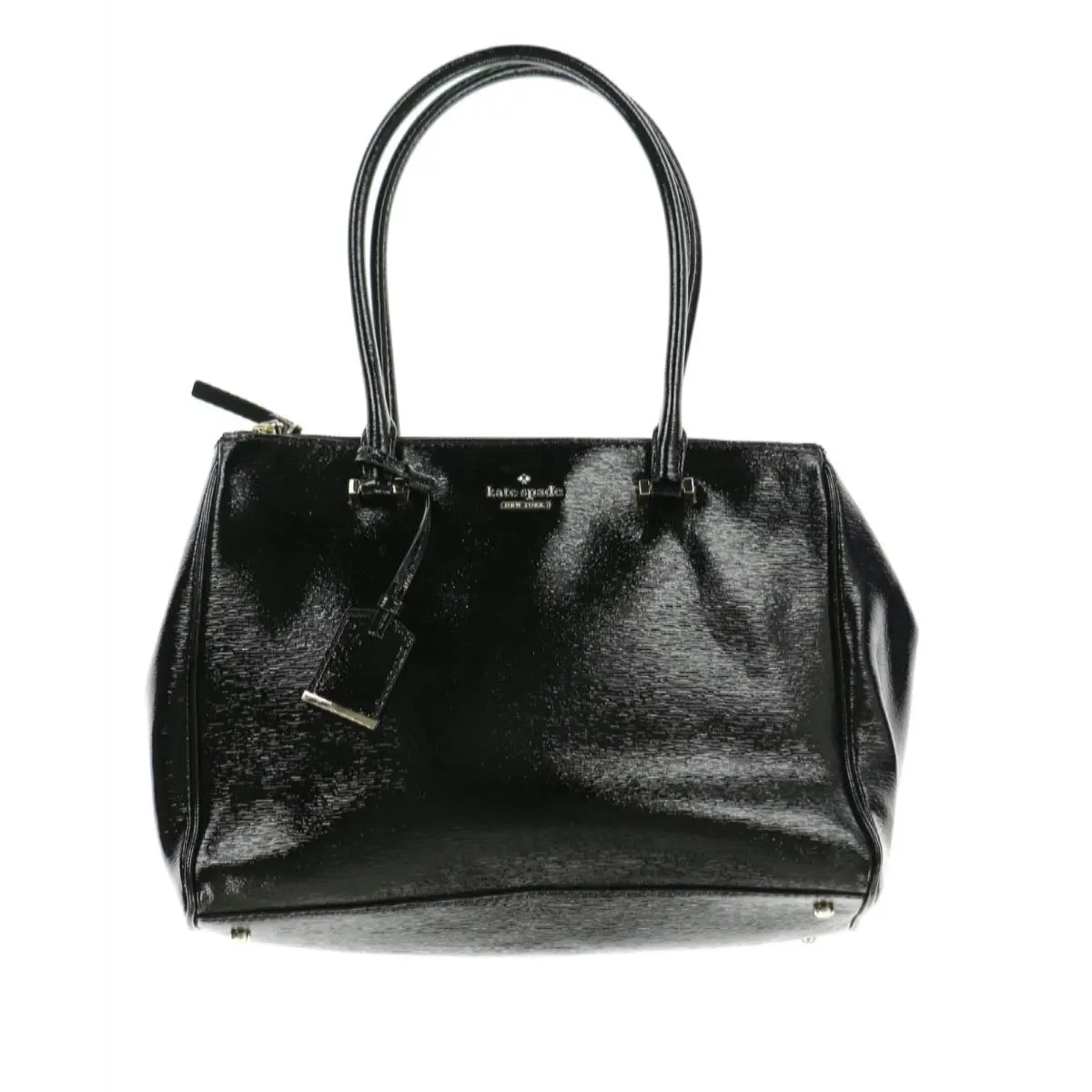 Kate Spade New York 243440 Womens Patent Leather Satchel Black Size 13x9.25x4 - Exterior: Black