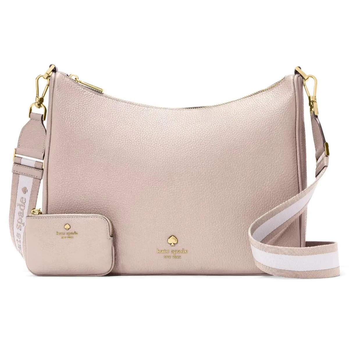 New  Emma Large Crossbody Pebbled Leather Cozy Grey by Kate Spade