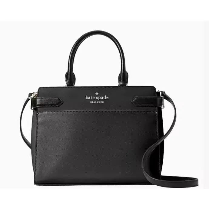 New  Madison Staci Medium Satchel Shoulder Bag Black Leather Purse by Kate Spade