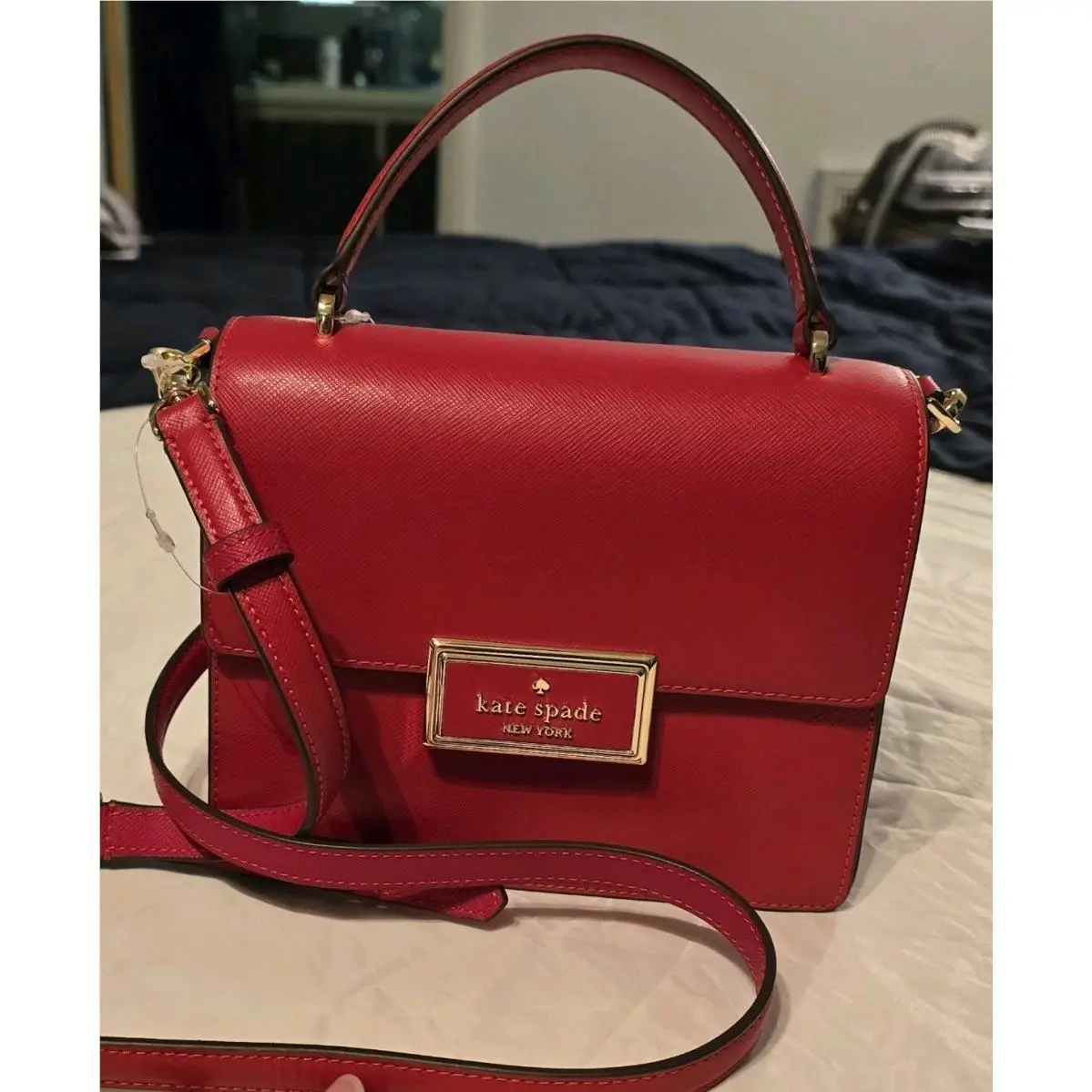 Reegan Saffiano Leather Top Handle Crossbody Bag Cherry Roul-new by Kate Spade