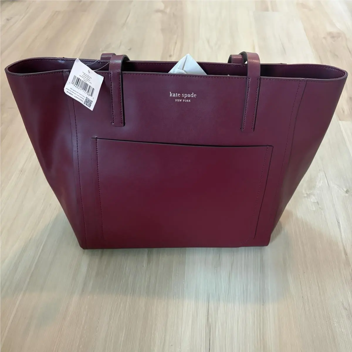 Lalena Blackberry Burgundy Smooth Leather Large Tote Bag by Kate Spade