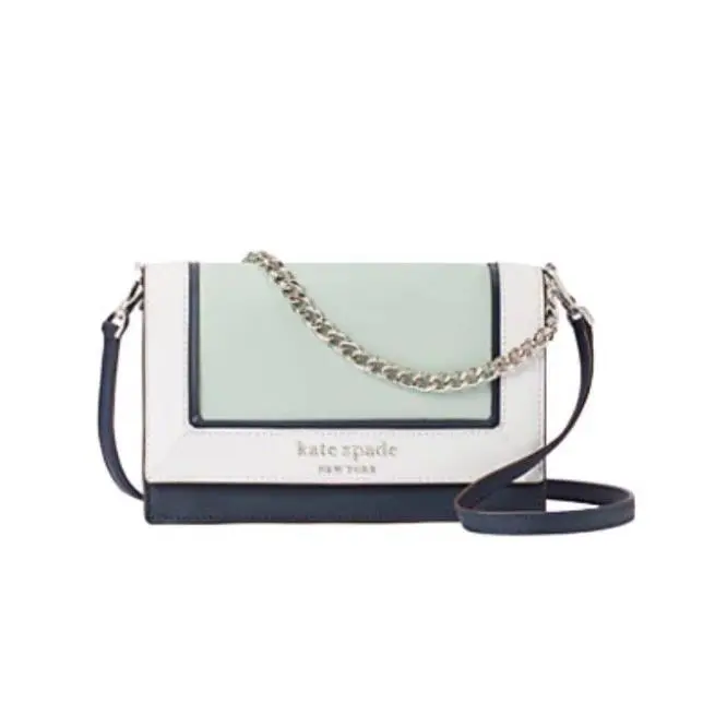 Colorblock Green Blue White Leather Cameron Crossbody Handbag by Kate Spade