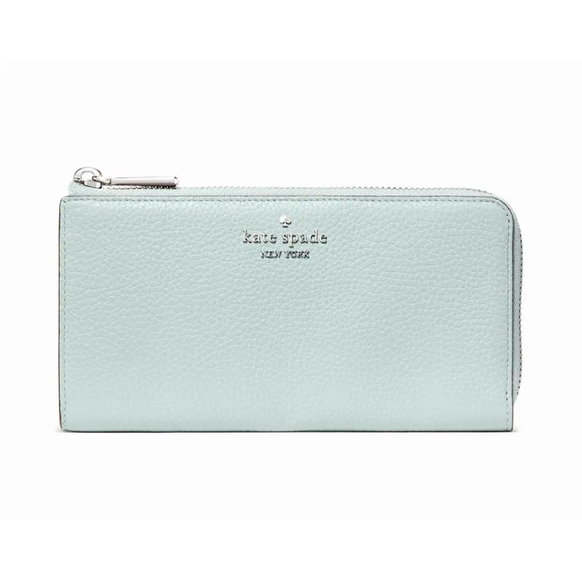New  Large Slim L-zip Wallet Pebble Leather Lake Mist by Kate Spade