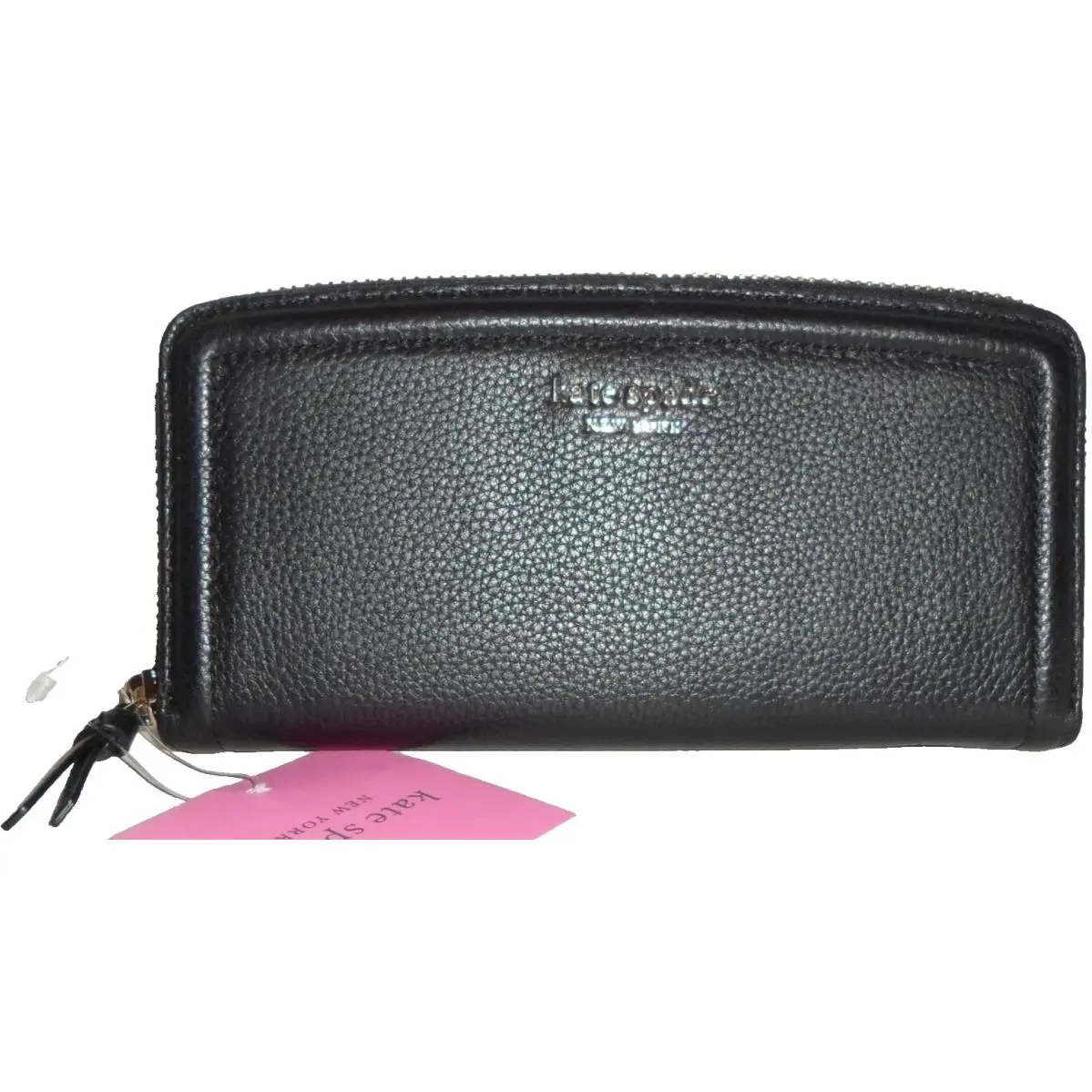 Black Leather Zip-around Wallet by Kate Spade