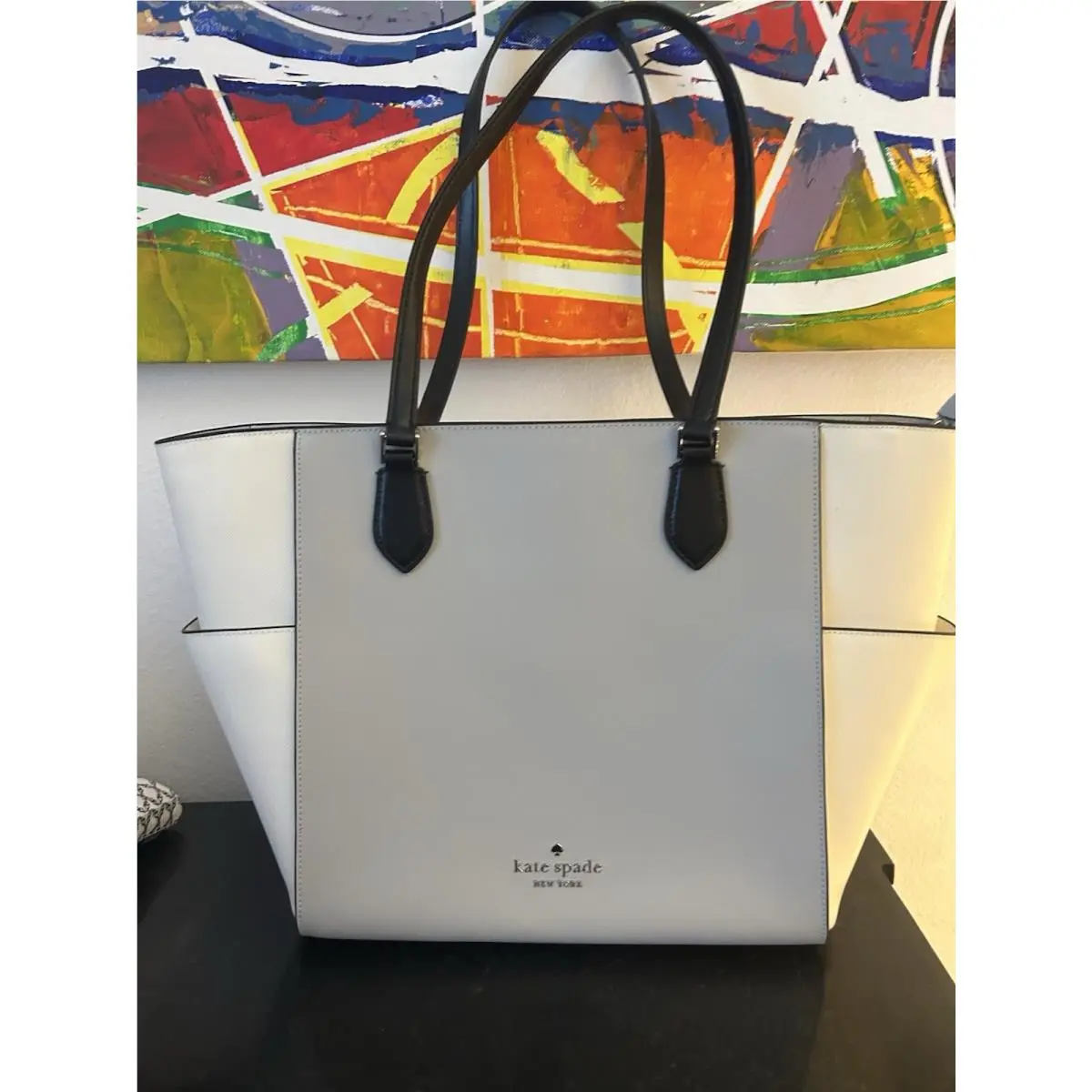 Madison Laptop Leather Tote Bag Platinum Grey O1 by Kate Spade