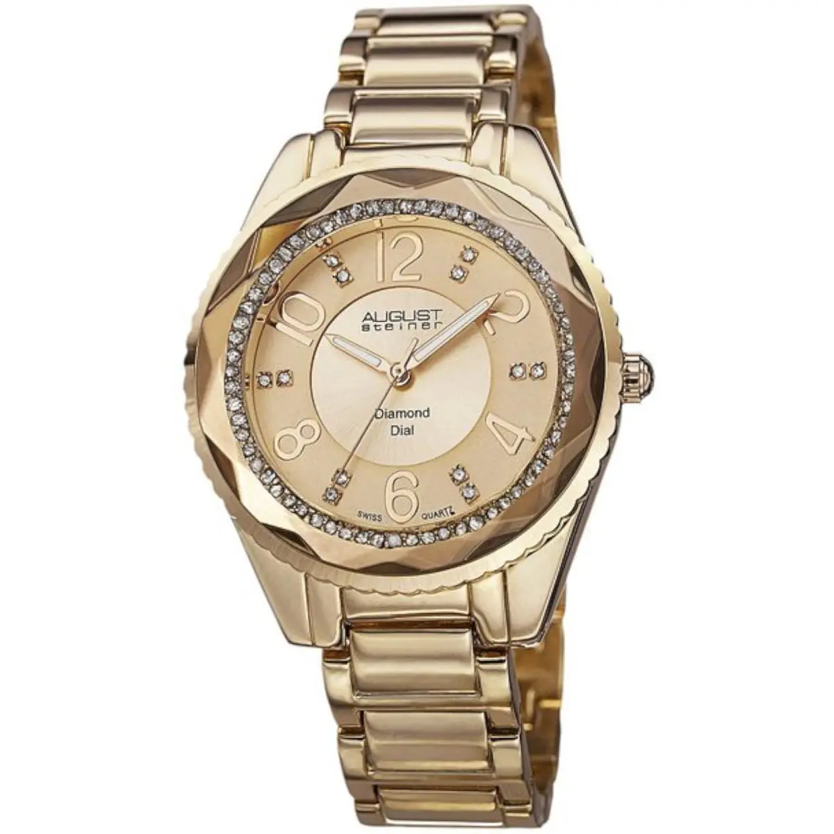 AS8122YG Yellow Gold Womens Watch Diamond Crystals In Dial by August Steiner