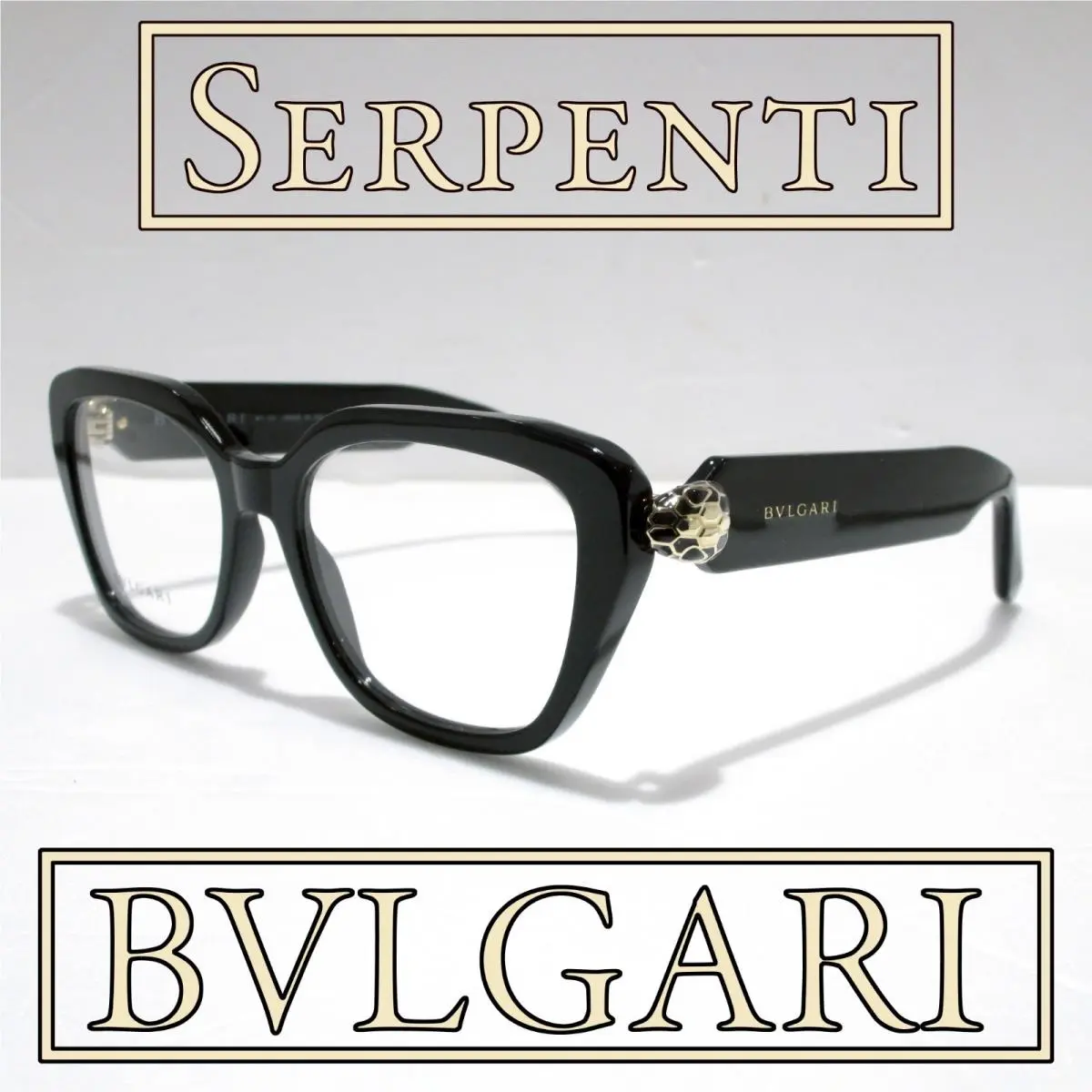 Serpenti BV50021I 001 Eyeglasses Women`s Black Gold Serpent Temples 140m by Bvlgari