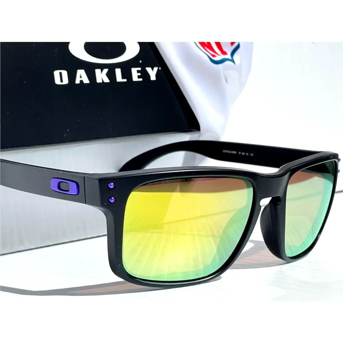 Nfl  Vikings Holbrook Matte Black w Galaxy Gold Fire Polarized Sunglass M9 by Oakley