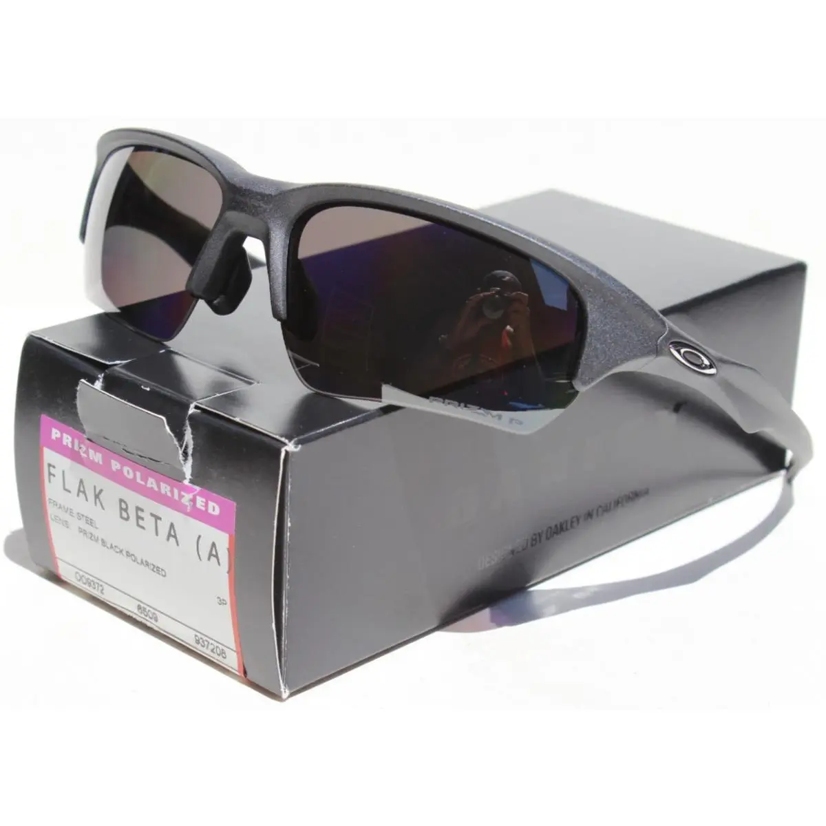 Flak Beta Polarized Asian Fit Sunglasses Steel/black OO9372-08 by Oakley