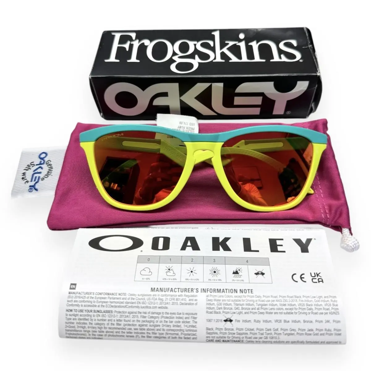 Frogskins Hybrid OO9289-0255 Sunglasses Teal Tennis Ball Yellow W/pouch by Oakley