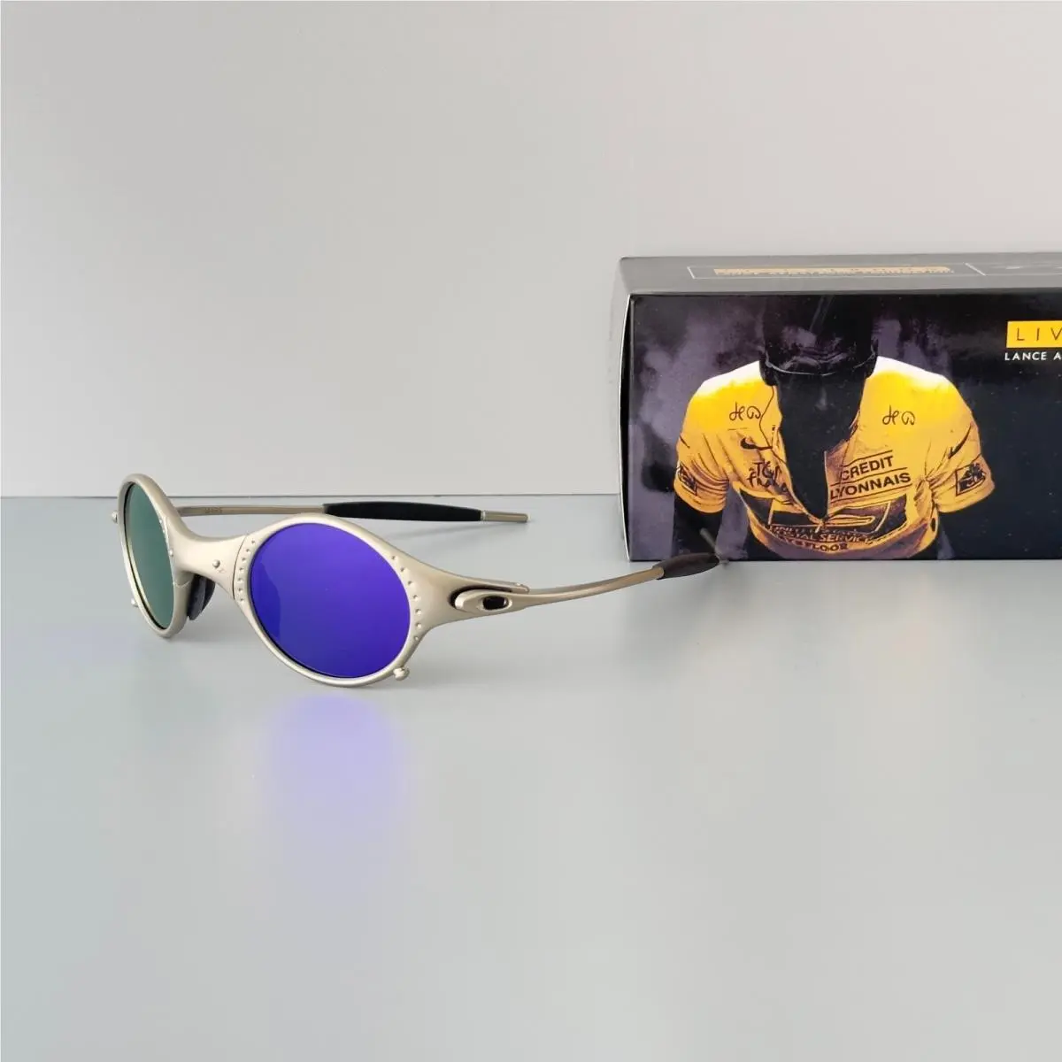 Mars X-metal Sunglasses Silver Frame Purple Polarized Lens by Oakley