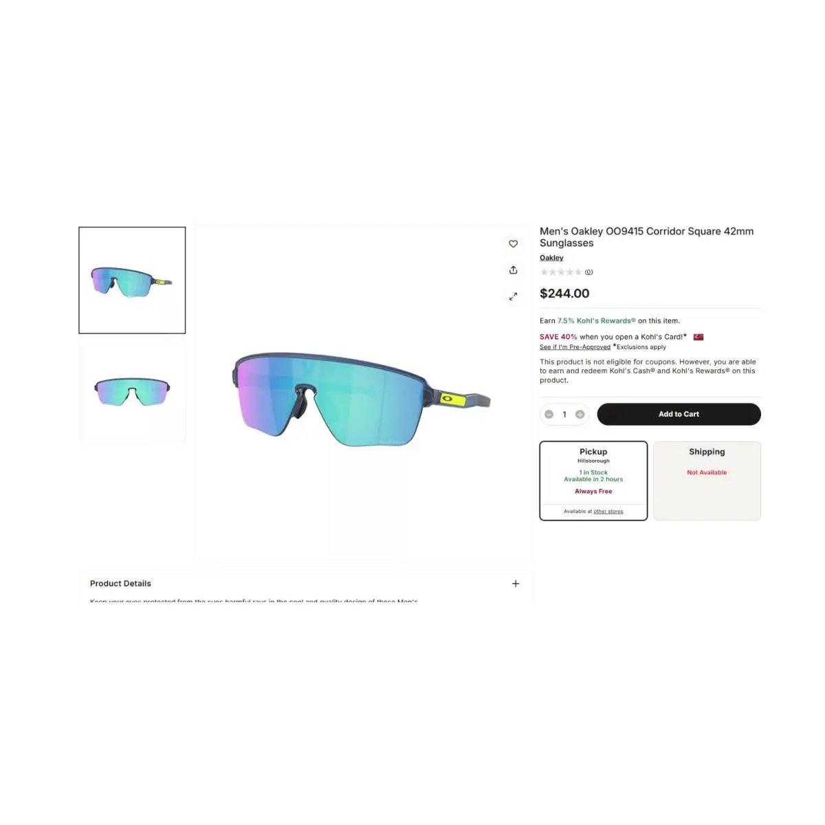 Men`s  OO9415 Corridor Square 42mm Sunglasses: Includes Hardcase+soft Case by Oakley